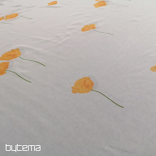Tenda in voile bianco - papaveri arancioni