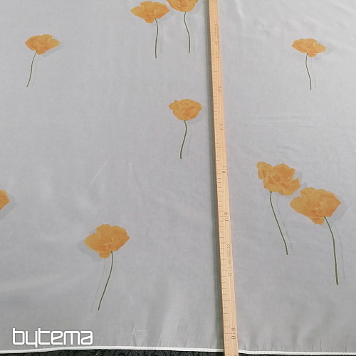 Tenda in voile bianco - papaveri arancioni