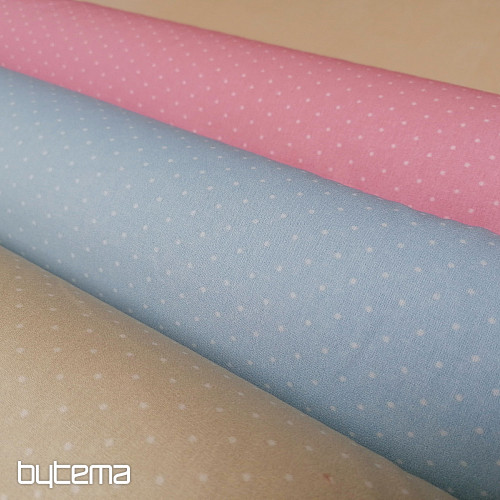 Tessuto di cotone a pois beige 2a qualità