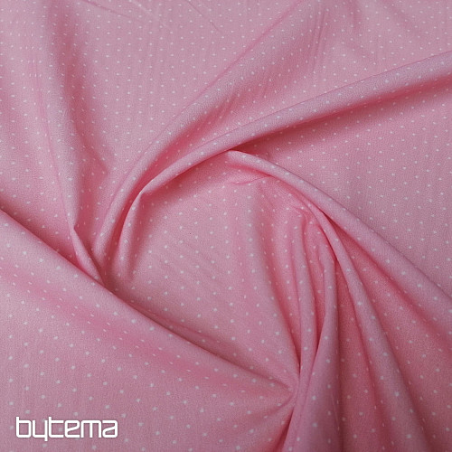 Tessuto di cotone rosa a pois