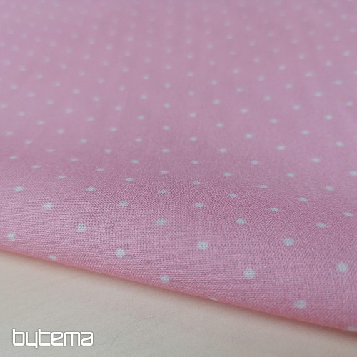 Tessuto di cotone rosa a pois