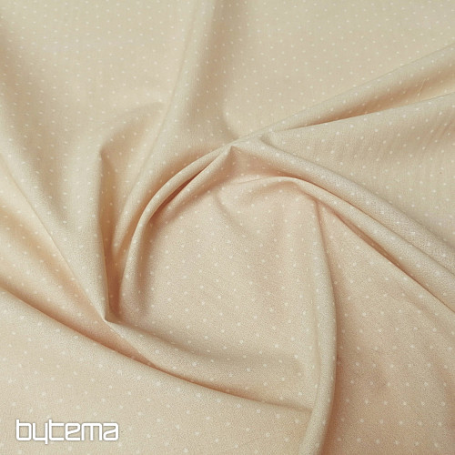 Tessuto di cotone a pois beige 2a qualità