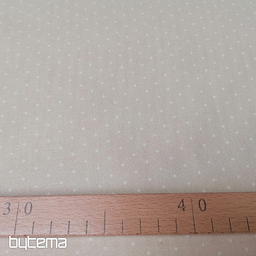 Tessuto di cotone a pois beige 2a qualità