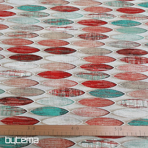 Tessuto decorativo Surf rosso-turchese