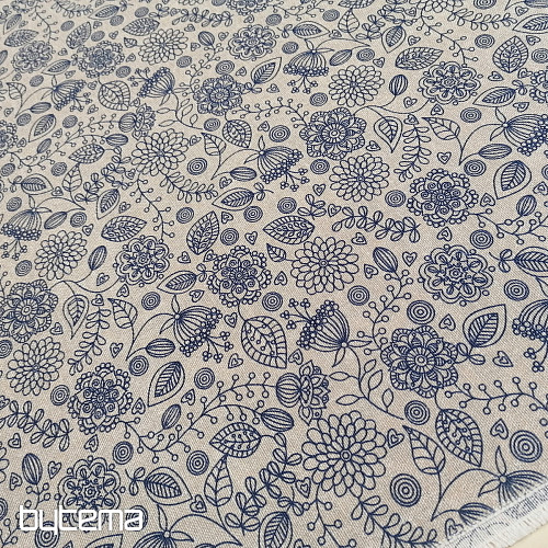 Tessuto decorativo Fiori al neon blu