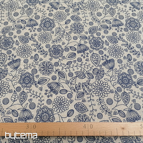 Tessuto decorativo Fiori al neon blu