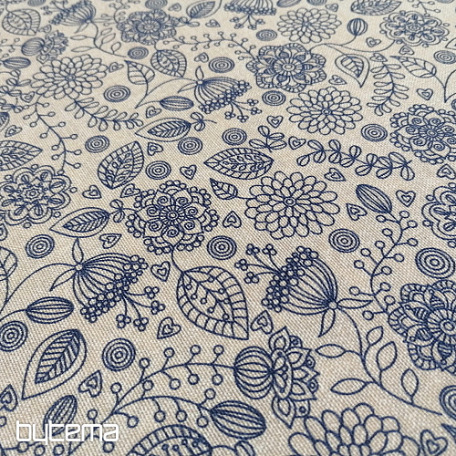 Tessuto decorativo Fiori al neon blu