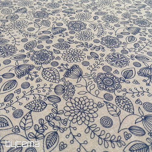 Tessuto decorativo Fiori al neon blu