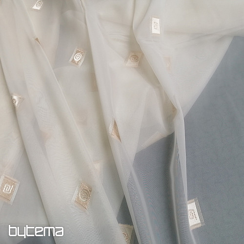 Tenda in voile crema con ricamo oro II