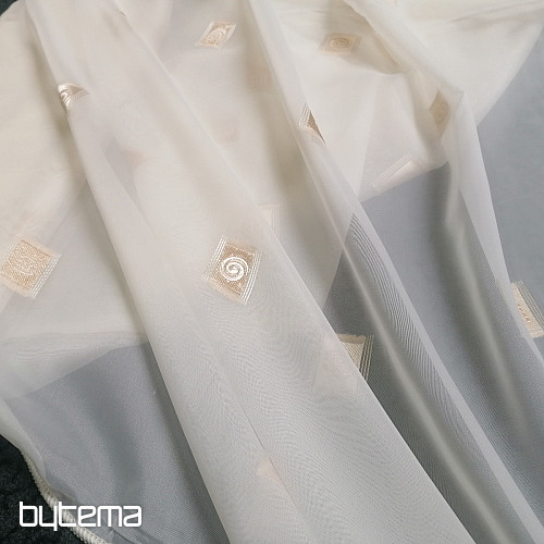 Tenda in voile crema con ricamo oro II