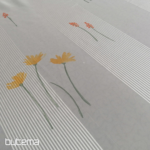 Tenda in voile righe bianche con fiori 829291/05