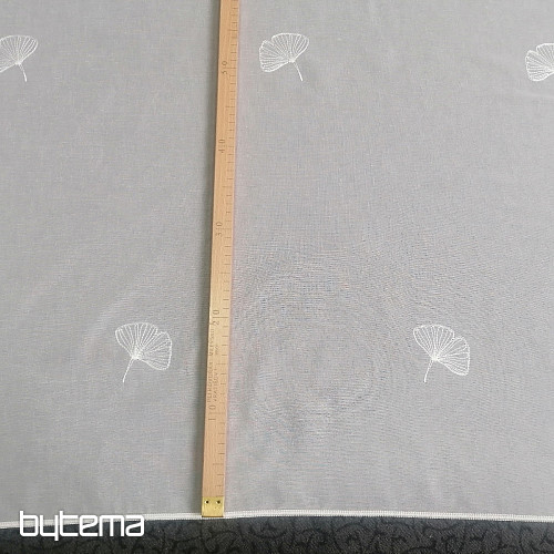Tenda ricamata di lusso GERSTER Ginko foglie 11758 bianco