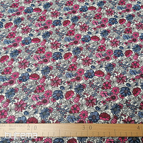 Tessuto di cotone APOLÉNA fiori viola-bordeaux