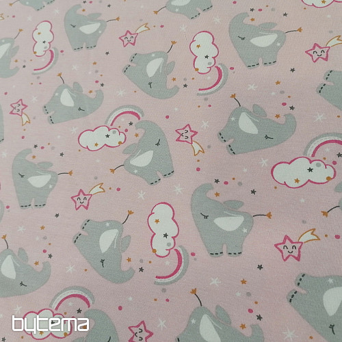 Maglia in cotone con stampa ELEFANTE rosa