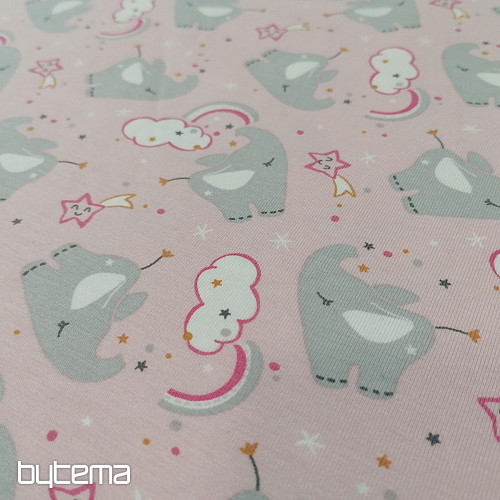 Maglia in cotone con stampa ELEFANTE rosa