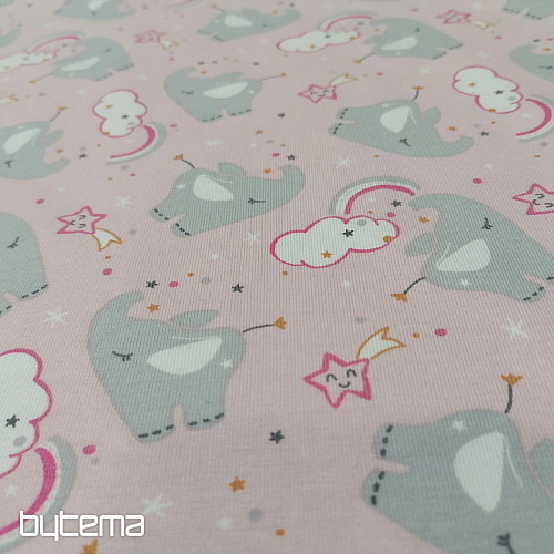Maglia in cotone con stampa ELEFANTE rosa