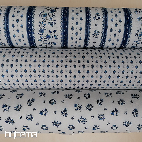 Tessuto di cotone MAJOLIKA ornamento blu