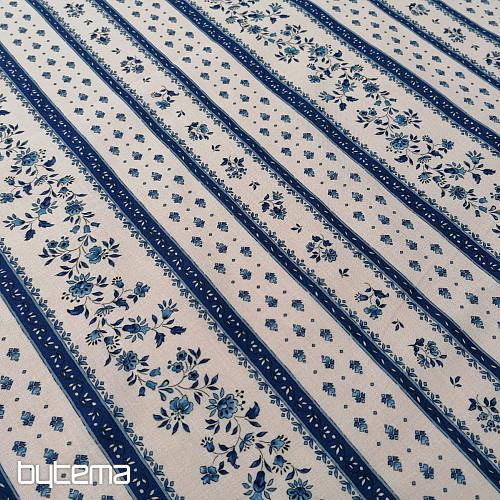 Tessuto di cotone MAJOLIKA riga blu