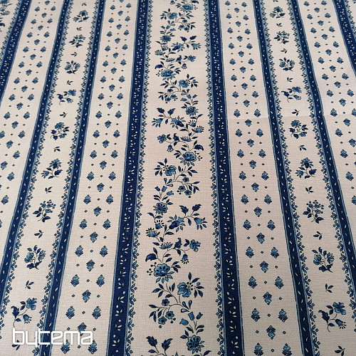 Tessuto di cotone MAJOLIKA riga blu