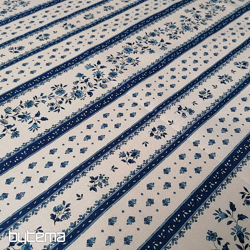 Tessuto di cotone MAJOLIKA riga blu