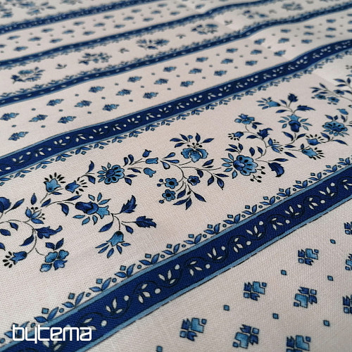 Tessuto di cotone MAJOLIKA riga blu