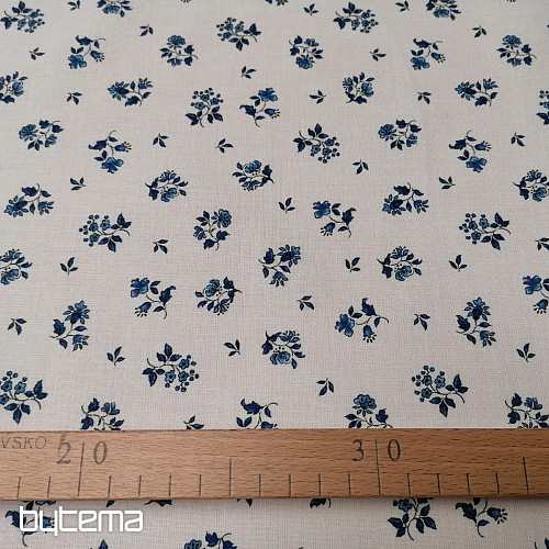 Tessuto di cotone MAJOLIKA fiore blu