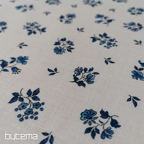 Tessuto di cotone MAJOLIKA fiore blu