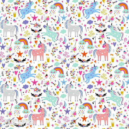 Raso di cotone per bambini UNICORNI digitali
