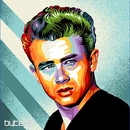 Fodera per cuscino con arazzo James Dean dei COMICS