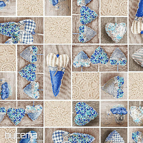 Tessuto decorativo CUORE DI LIDIA blu