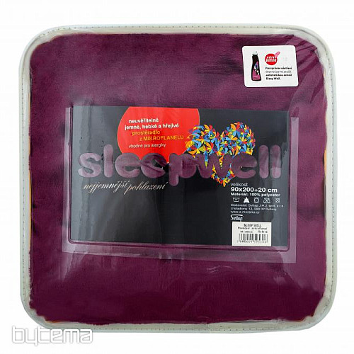 Lenzuolo in microflanella DORMIRE BENE al buio. viola