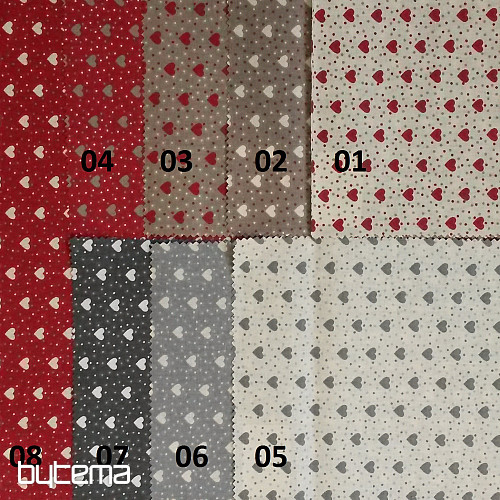 Tessuto in cotone MINI HEART 04 cuore rosso, grigio