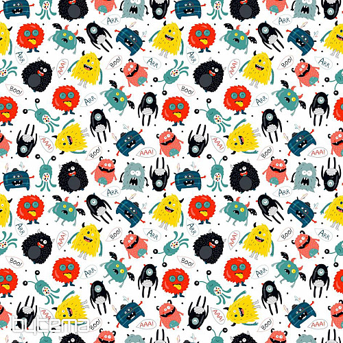 Raso di cotone per bambini MONSTERS digitale