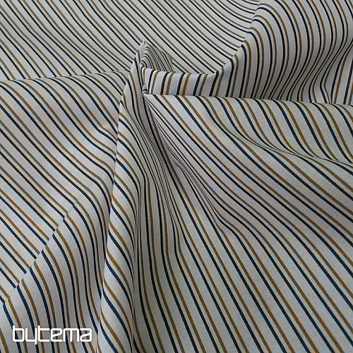 Tessuto in cotone STRIPE blu-senape