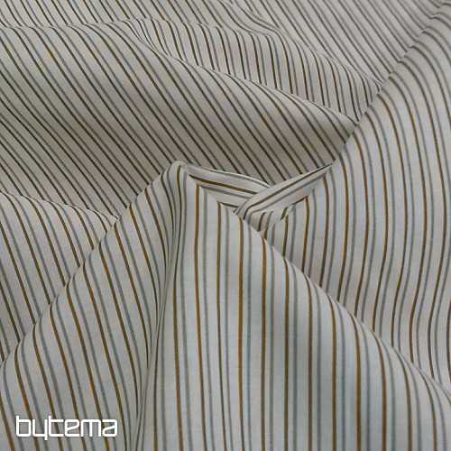Tessuto in cotone STRIPE grigio-senape