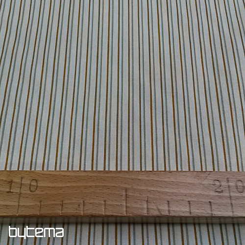 Tessuto in cotone STRIPE grigio-senape