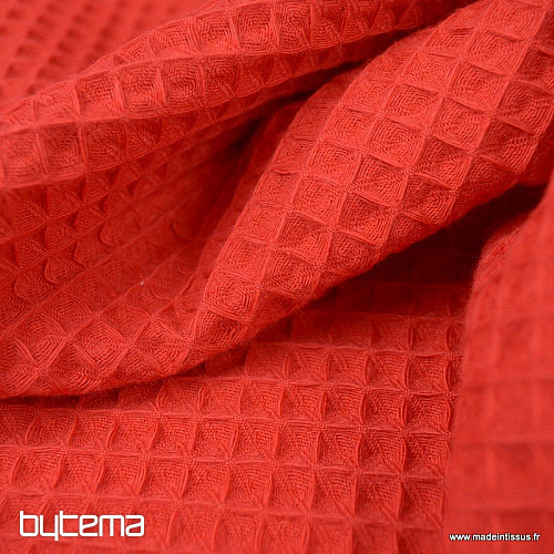 Tessuto waffle di cotone rosso